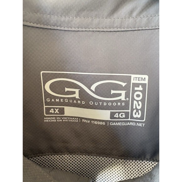 Game Guard Shirt Mens 4X Gray Button Up 1023 Camp Fishing Microfiber Vented UPF - Picture 3 of 8